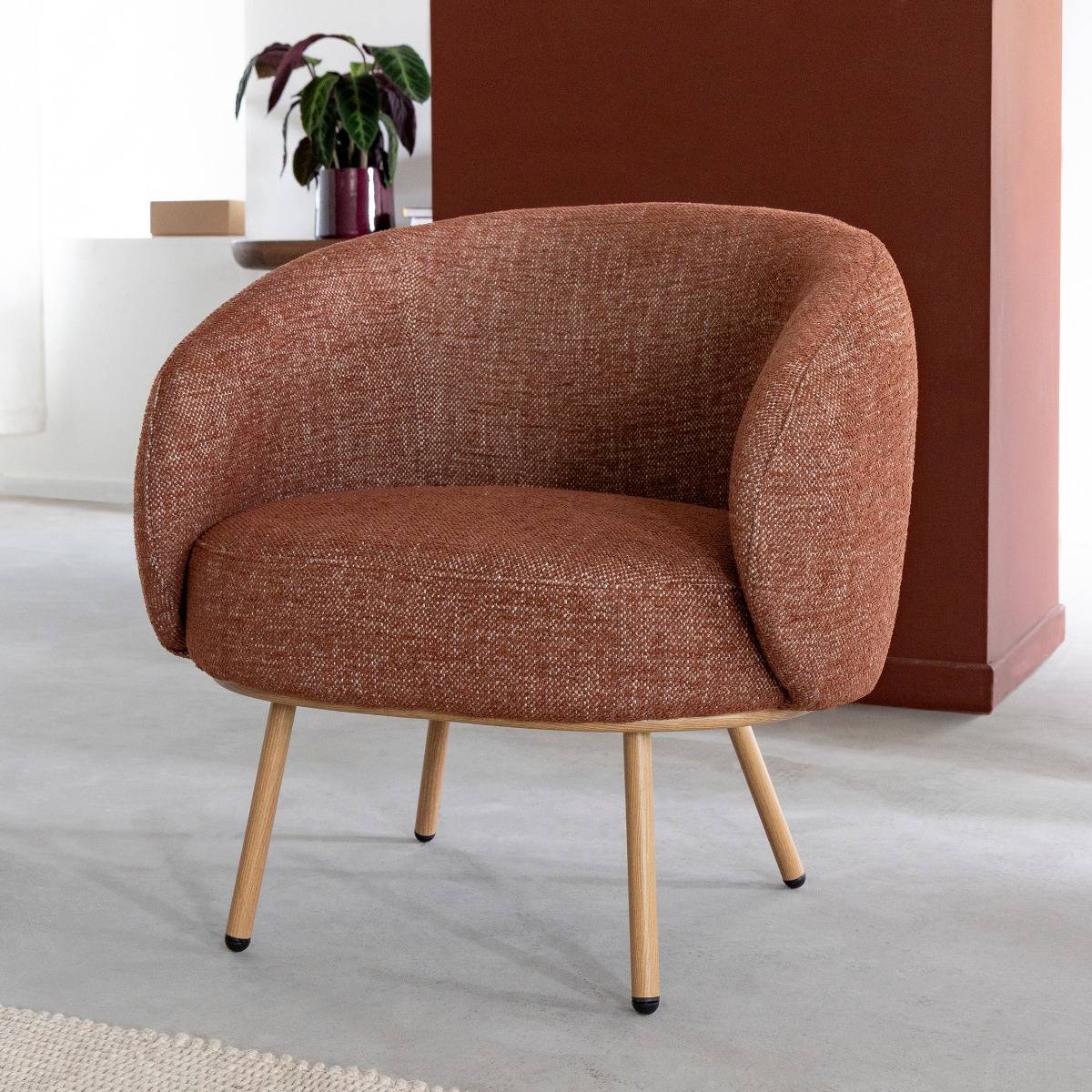 Fauteuil en tissu terracotta confort Orenzo