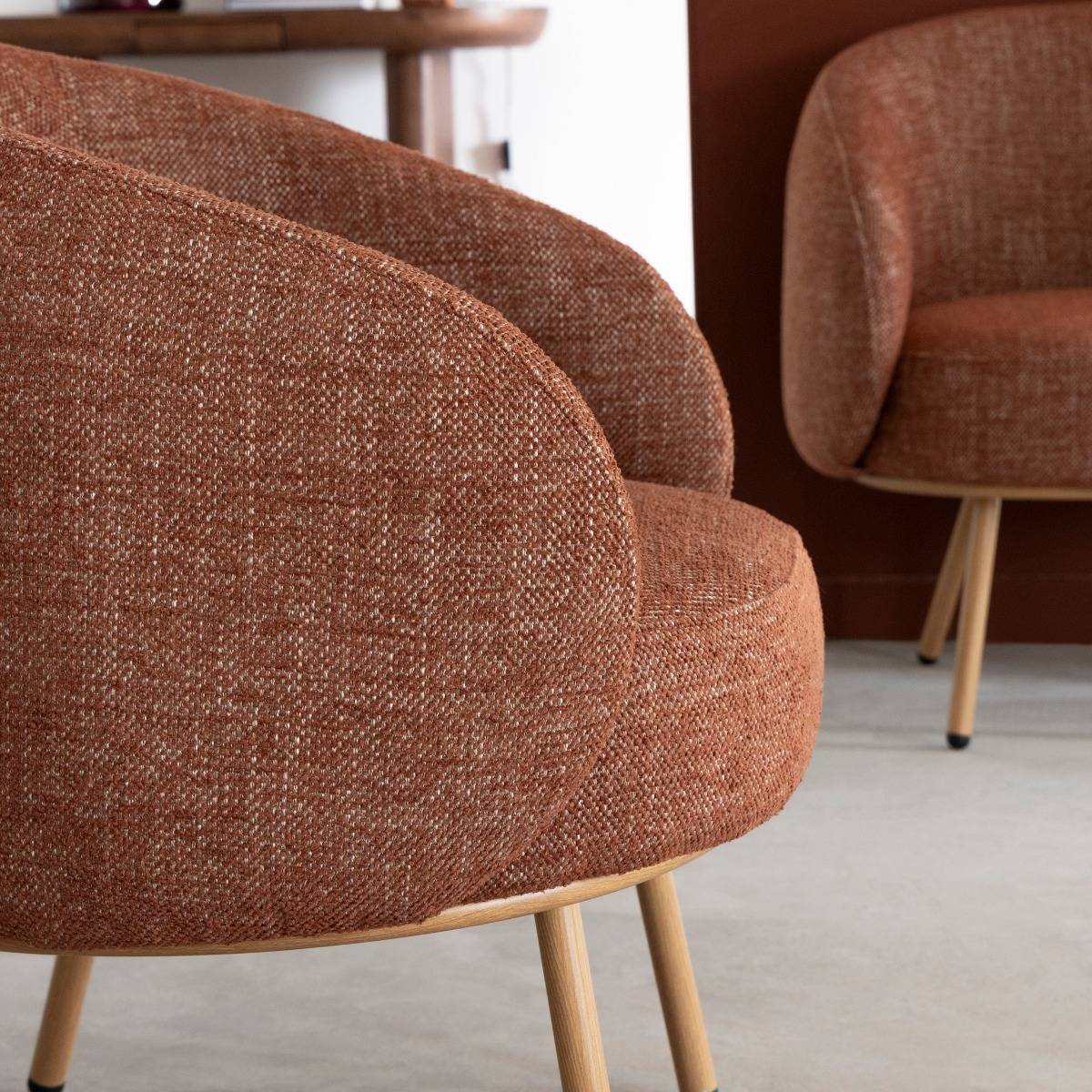 Fauteuil en tissu terracotta confort Orenzo