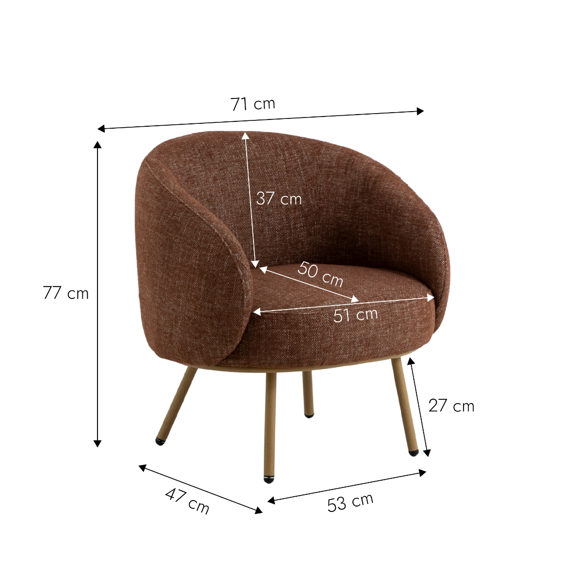 Fauteuil en tissu rouge confort Kanoa