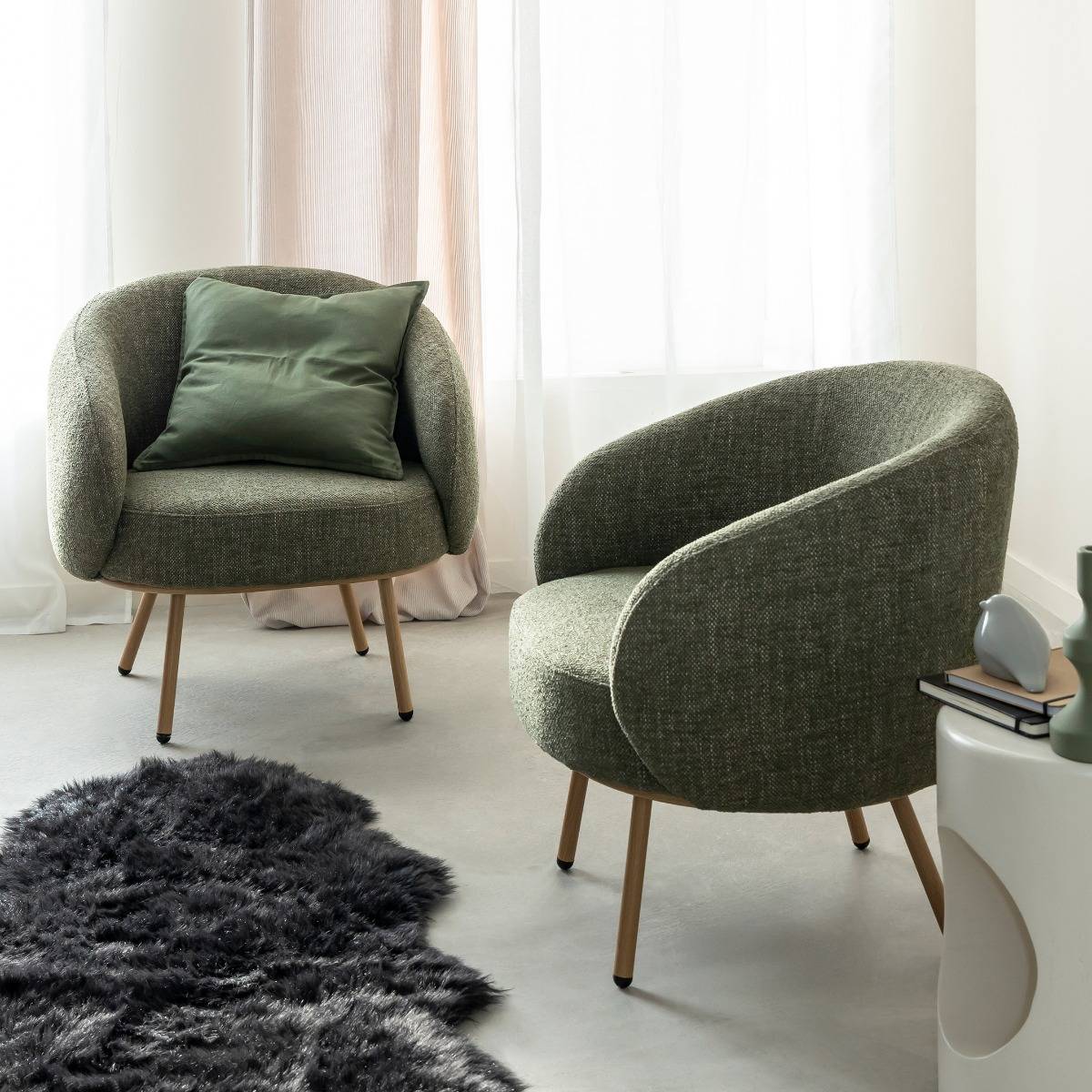 Fauteuil en tissu vert confort Kanoa