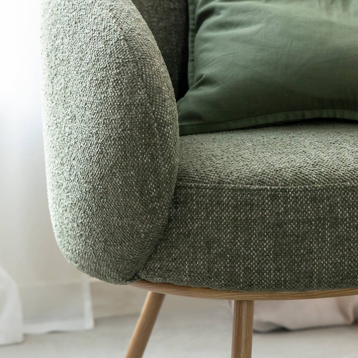 Fauteuil en tissu vert confort Kanoa