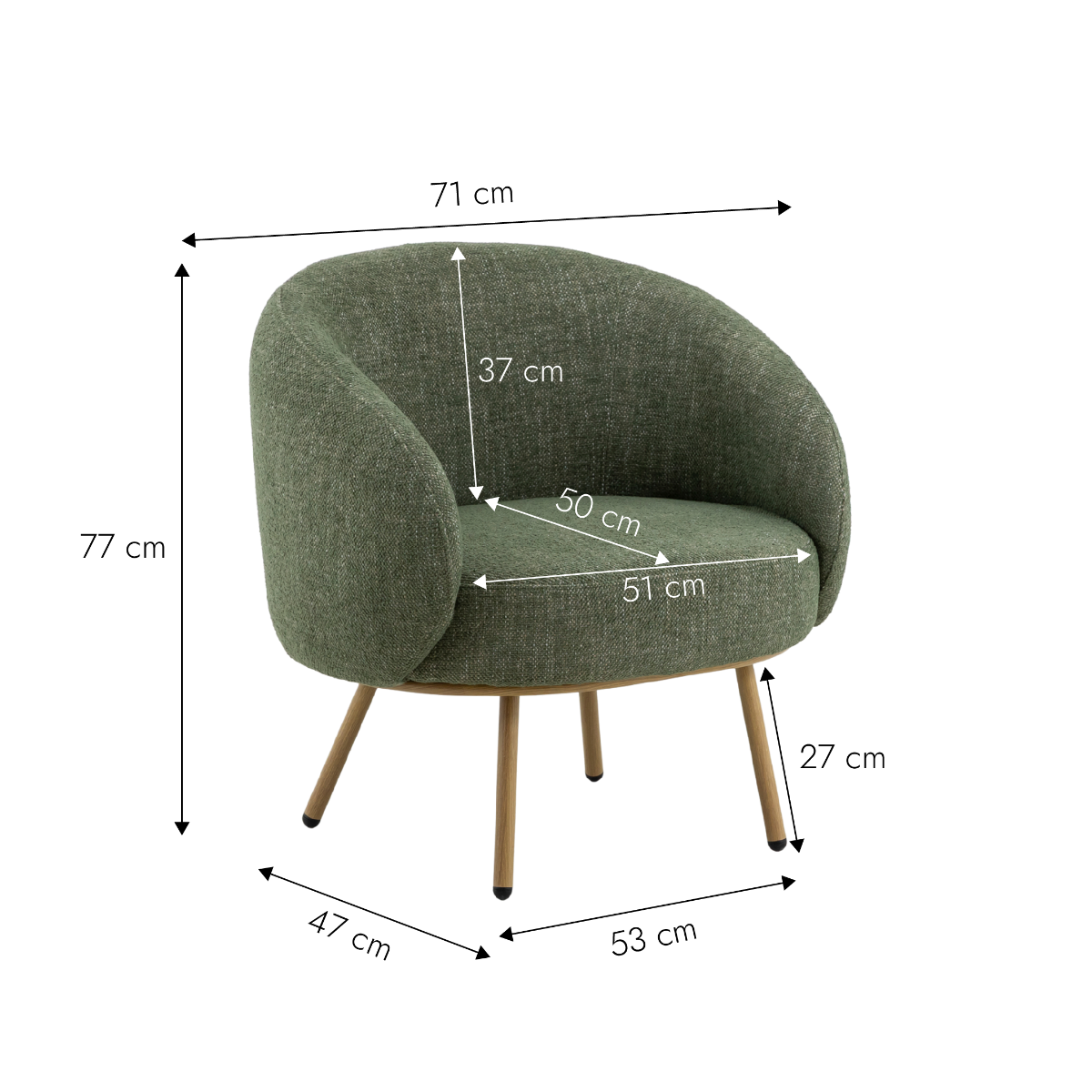 Fauteuil en tissu vert confort Kanoa