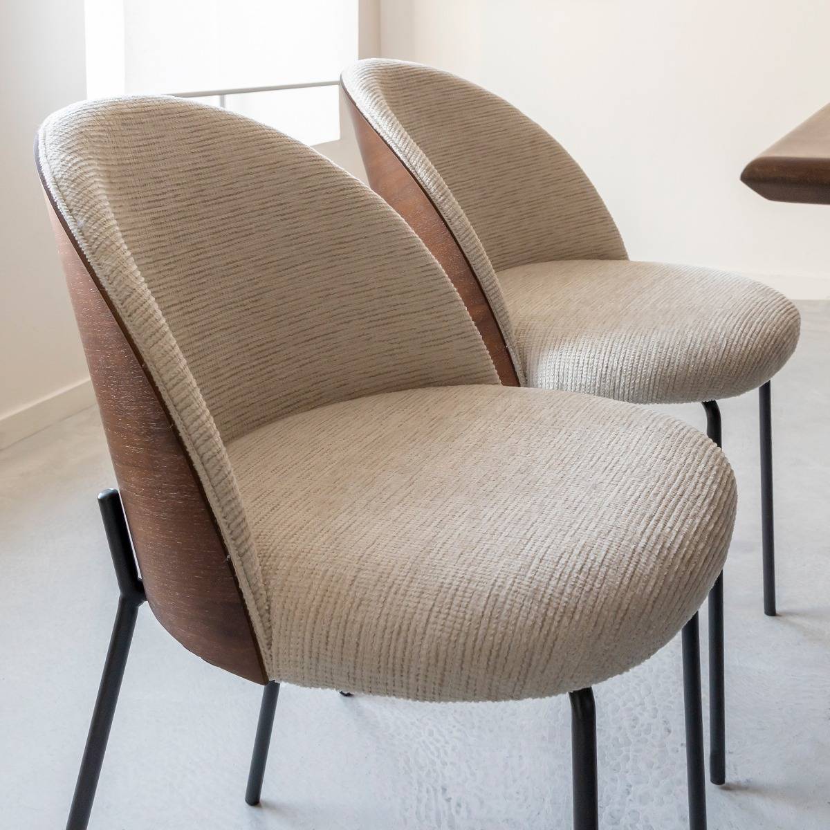 Chaise en tissu écru et métal Kanoa (lot de 2)