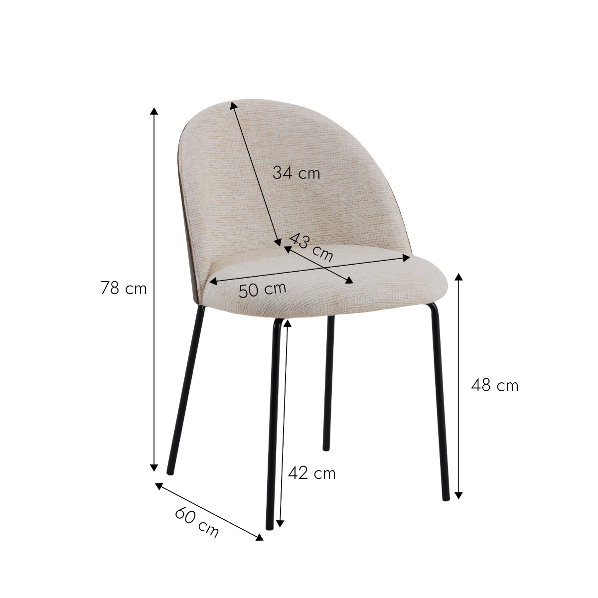 Chaise en tissu écru et métal Kanoa (lot de 2)