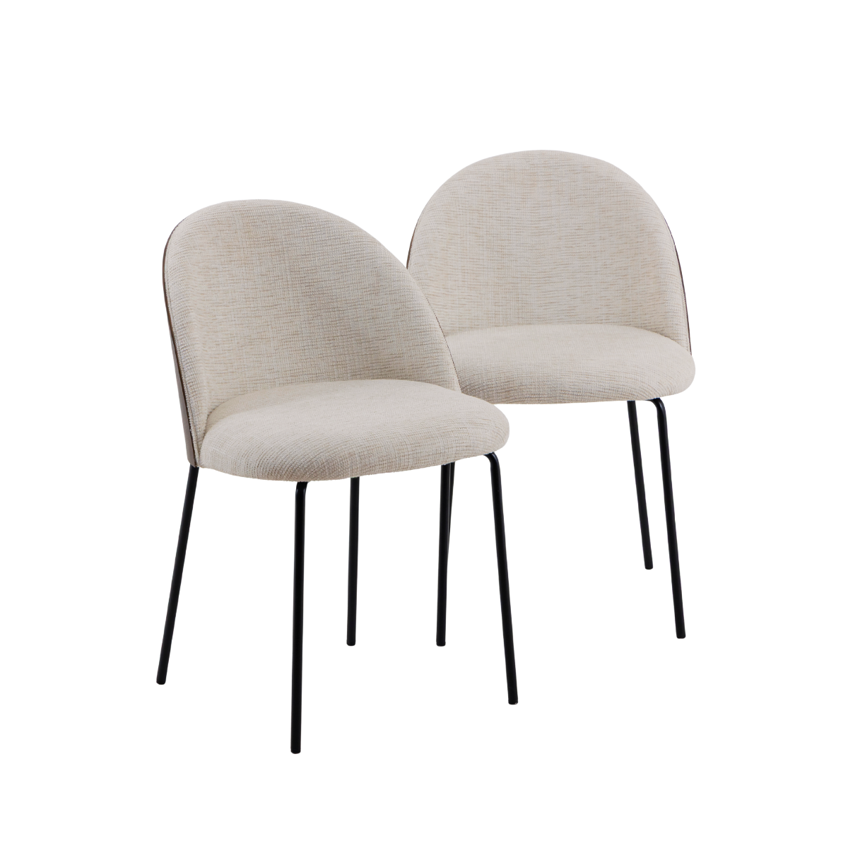 Chaise en tissu écru et métal Kanoa (lot de 2)