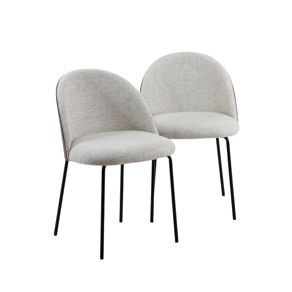 Chaise en tissu écru et métal Kanoa (lot de 2)
