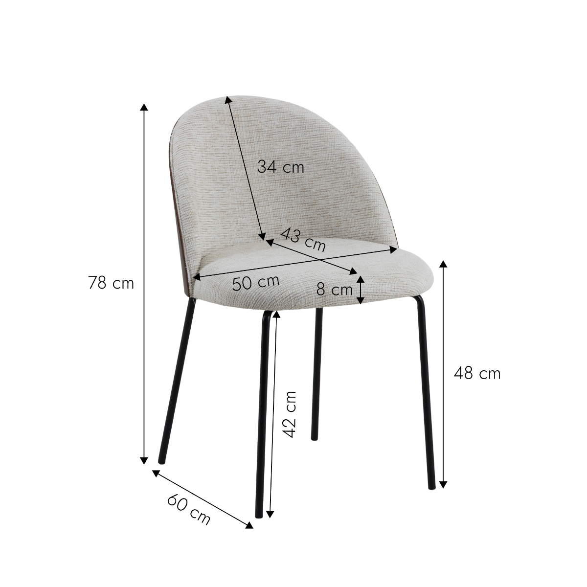 Chaise en tissu écru et métal Kanoa (lot de 2)