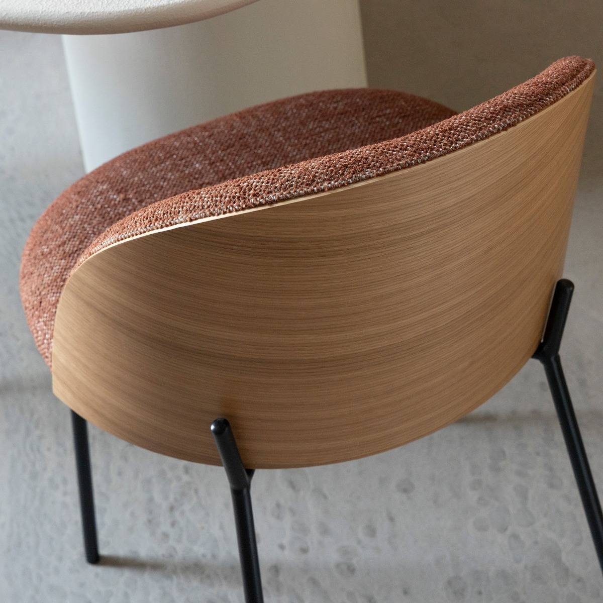 Chaise en tissu rouge brique et bois clair Kanoa (lot de 2)