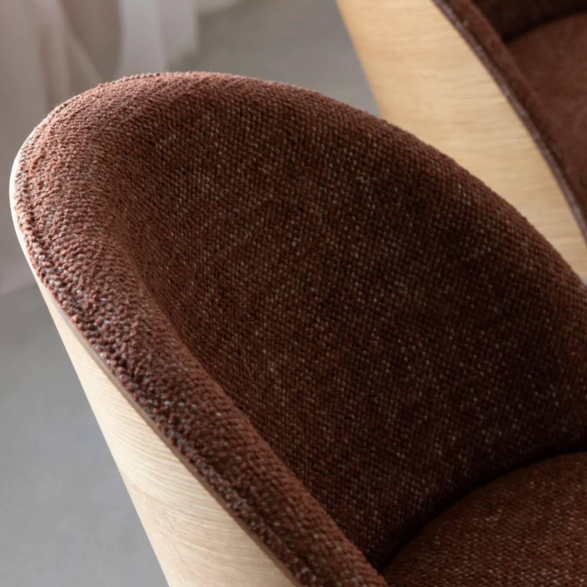 Chaise en tissu rouge brique et bois clair Kanoa (lot de 2)