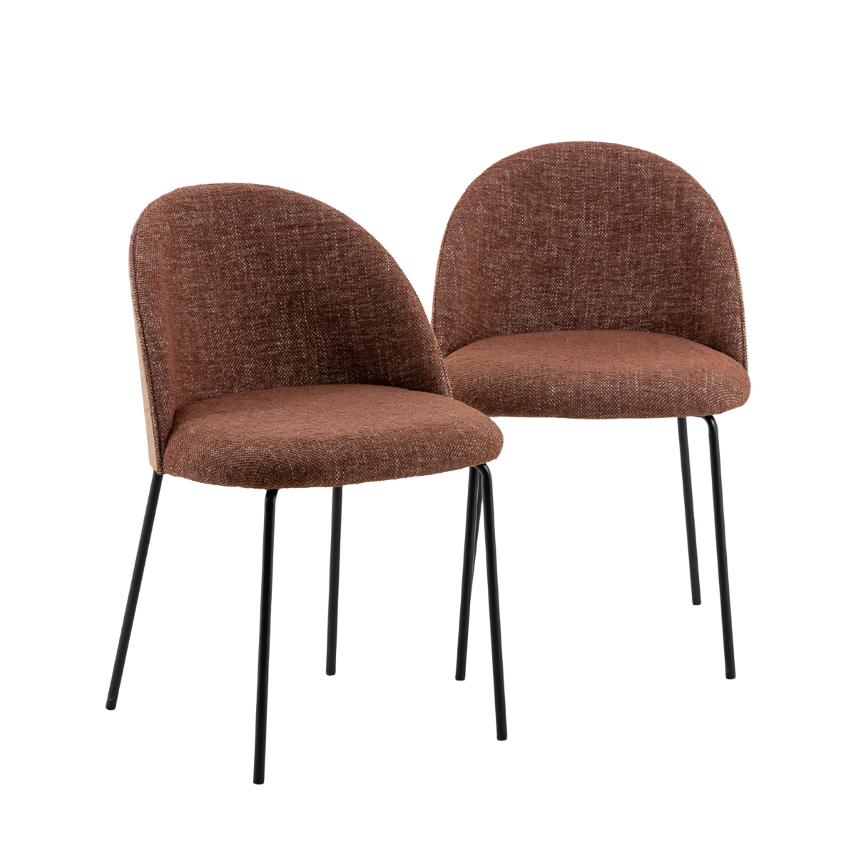 Chaise en tissu rouge et bois clair Kanoa (lot de 2)