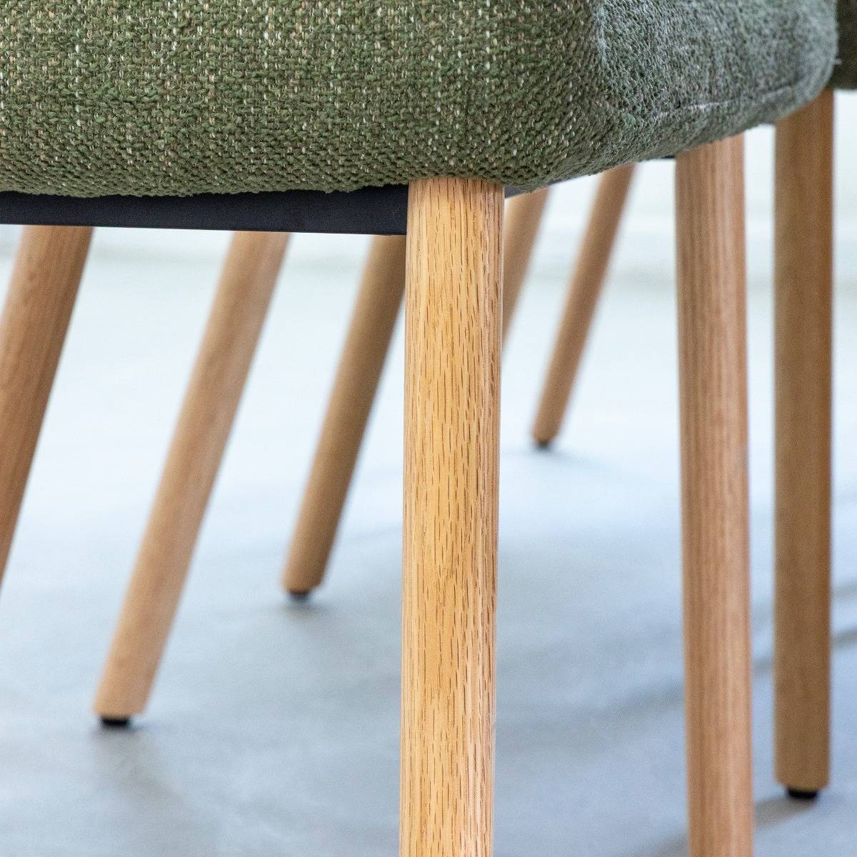 Chaise en tissu vert et pieds en bois Solène (lot de 2)