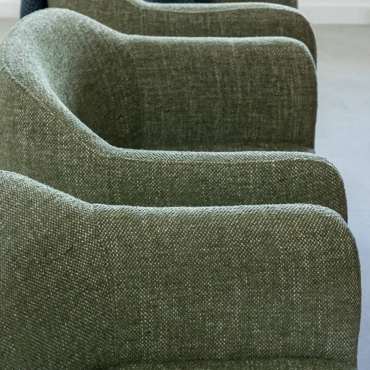 Chaise en tissu vert et pieds en bois Solène (lot de 2)