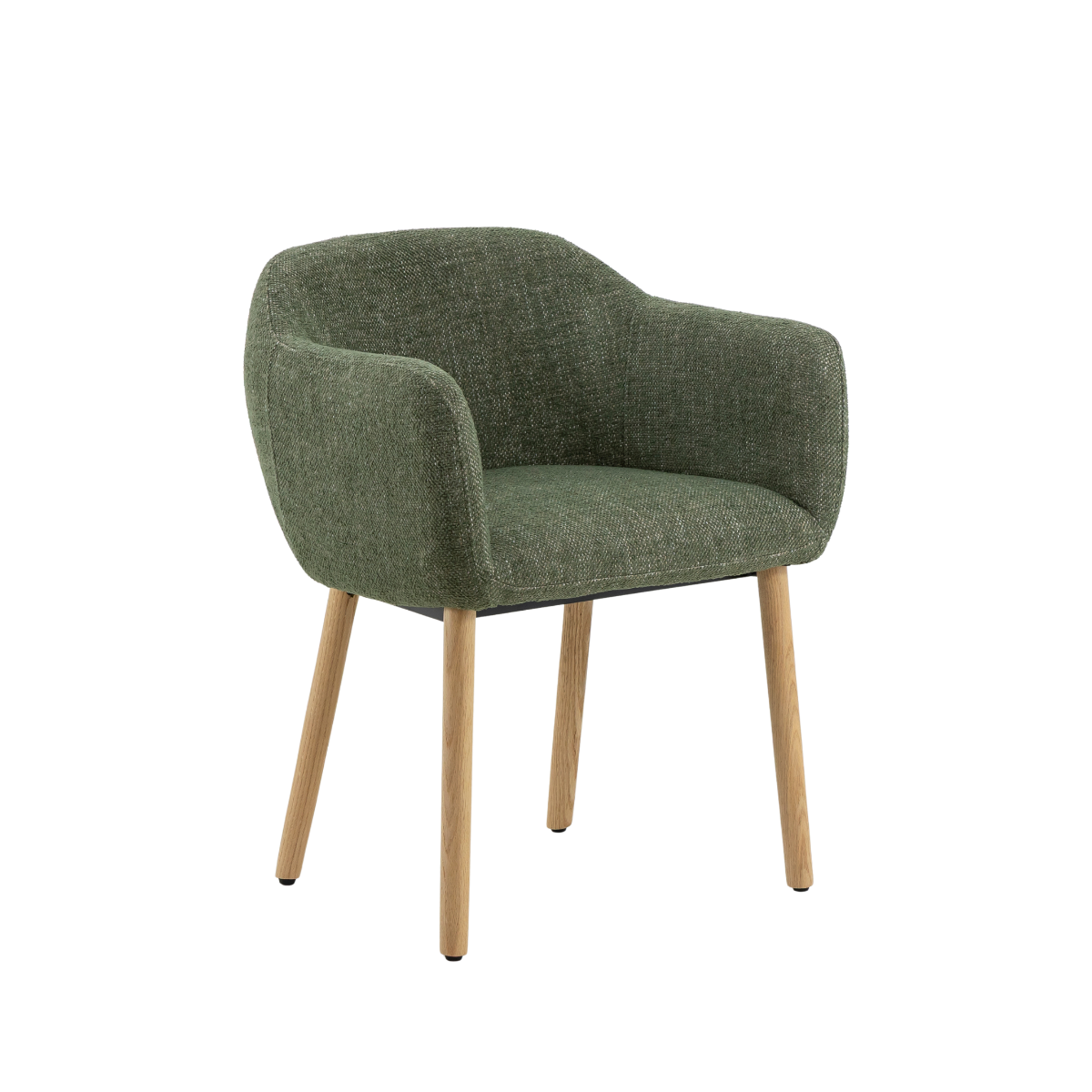 Chaise en tissu vert et pieds en bois Solène (lot de 2)