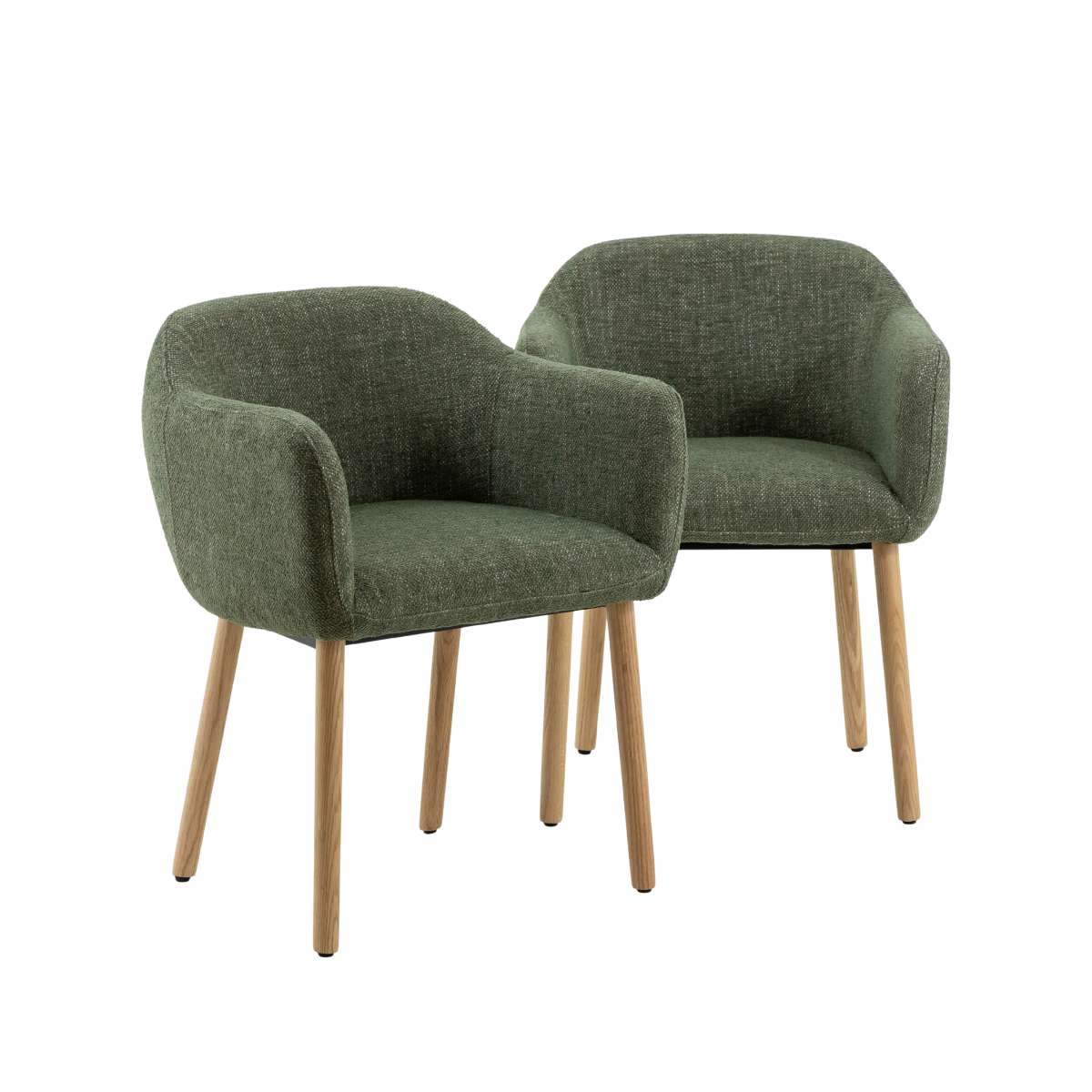Chaise en tissu vert et pieds en bois Solène (lot de 2)
