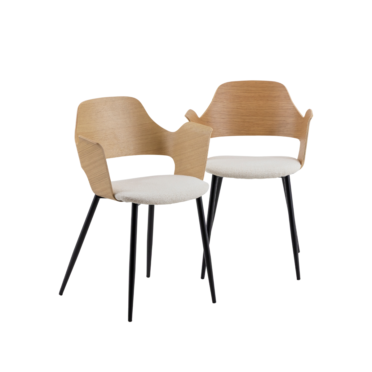 Chaise en triplex clair et tissu écru Florence (lot de 2)