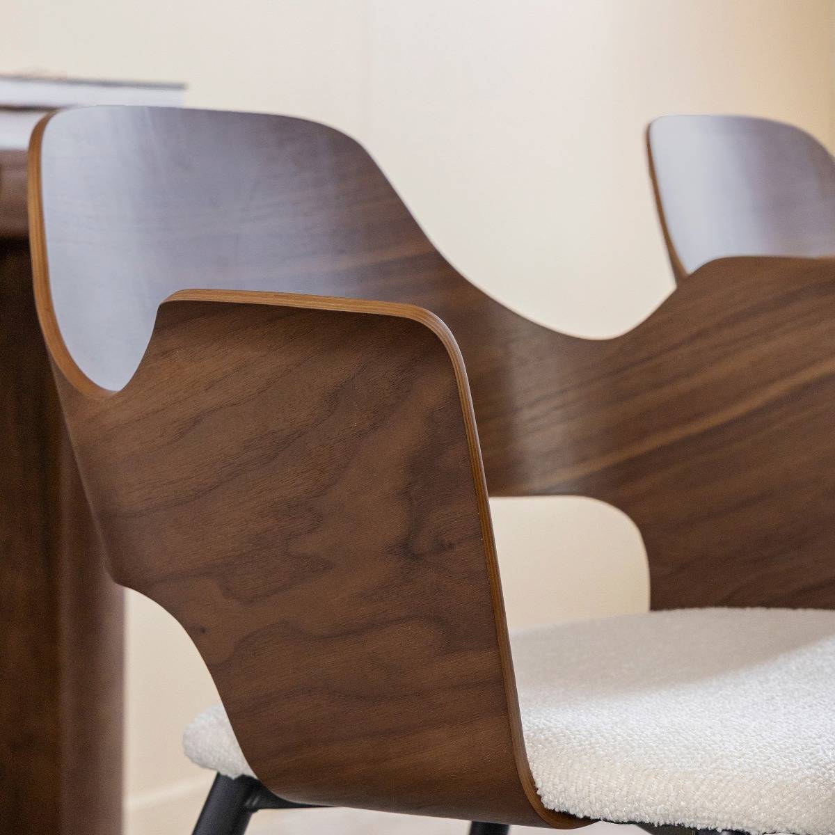 Chaise en bois foncé et tissu écru Florence (lot de 2)