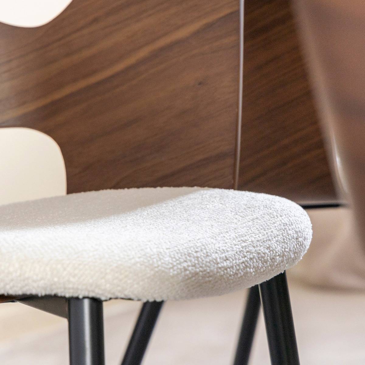 Chaise en bois foncé et tissu écru Florence (lot de 2)