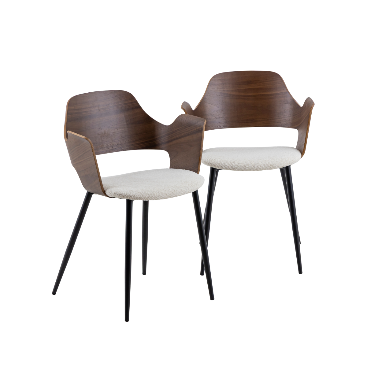 Chaise en triplex foncé et tissu écru Florence (lot de 2)