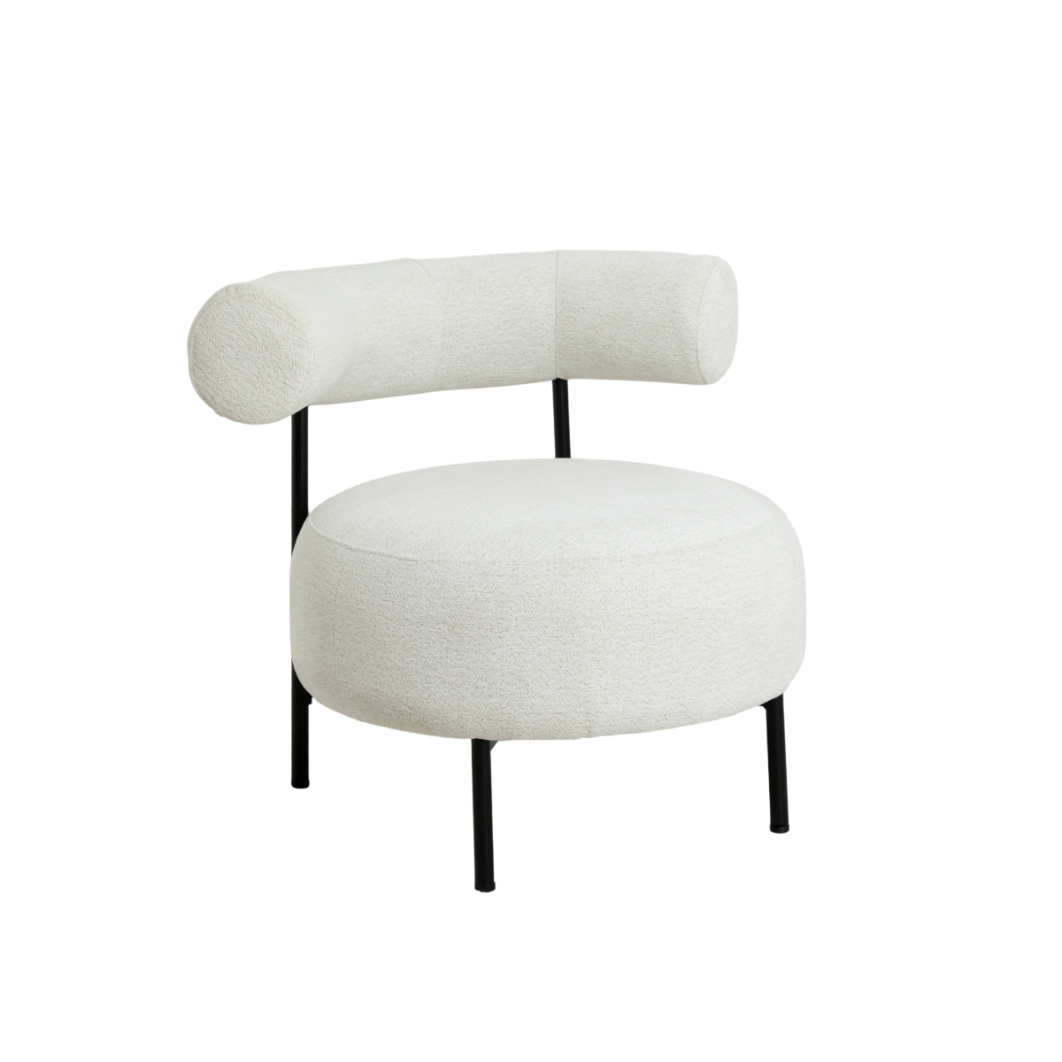 Fauteuil rond en tissu bouclette blanc Cléa