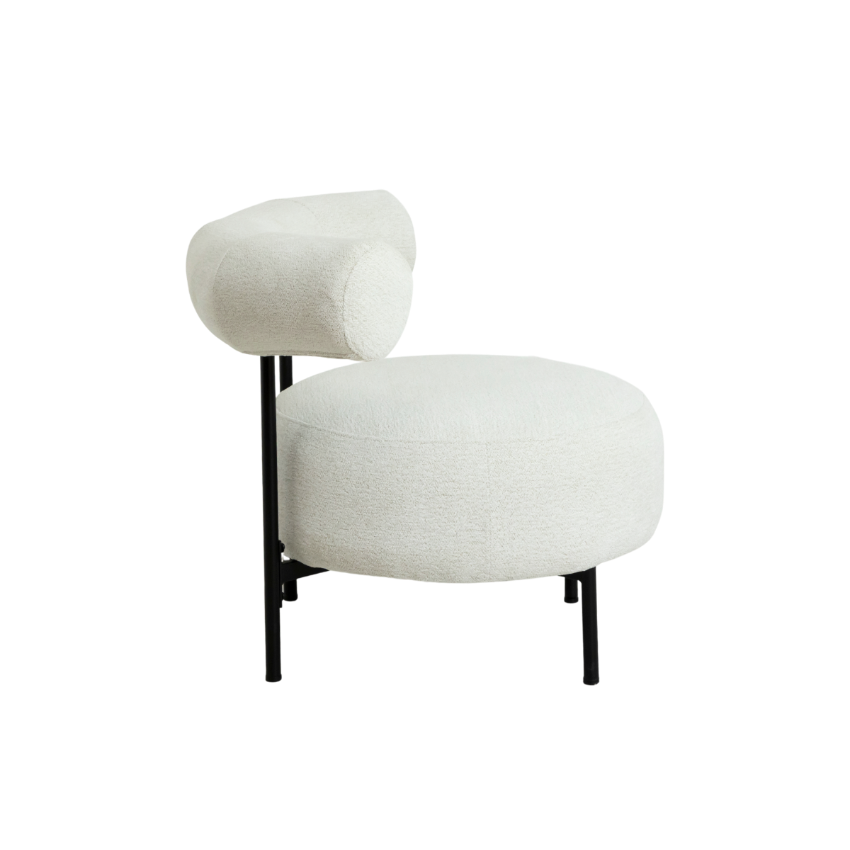 Fauteuil rond en tissu bouclette blanc Cléa