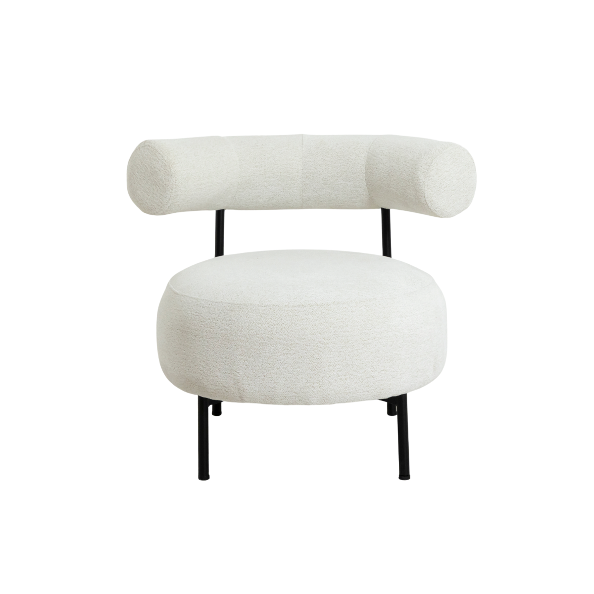 Fauteuil rond en tissu bouclette blanc Cléa
