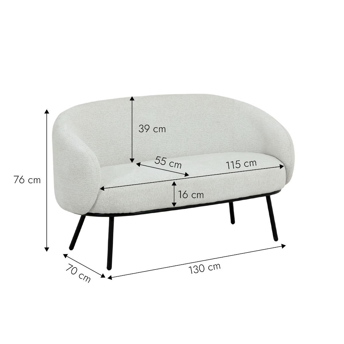 Canapé en tissu bouclette écru Filipa