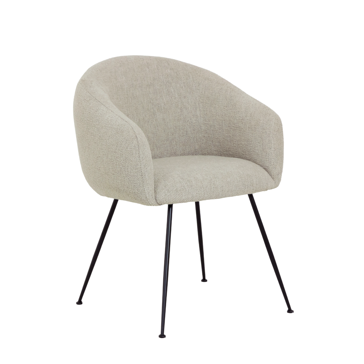 Fauteuil en tissu écru et pieds en métal Sandy