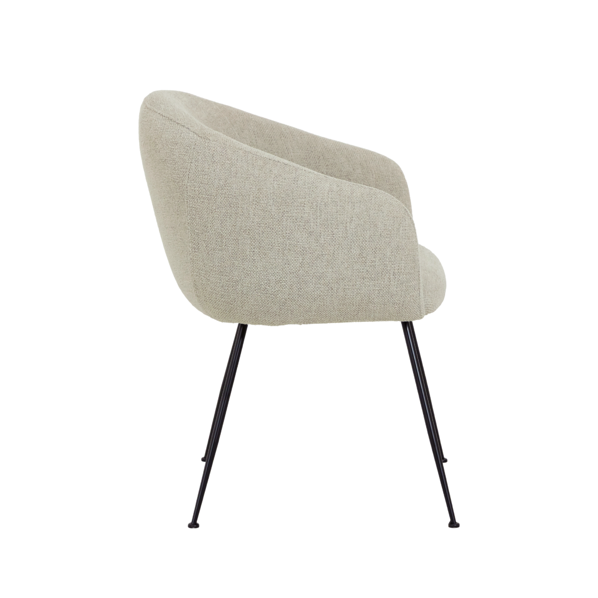 Fauteuil en tissu écru et pieds en métal Sandy