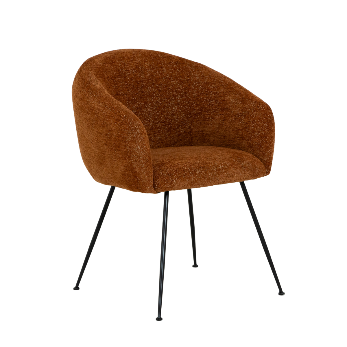 Fauteuil en tissu terracotta et pieds en métal Sandy