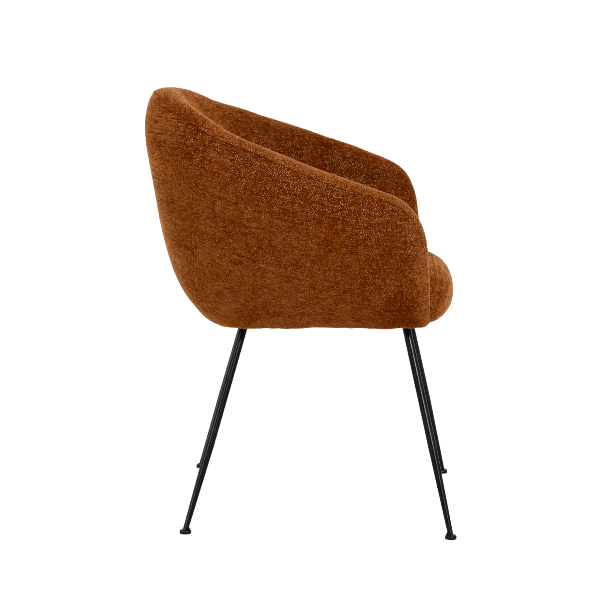 Fauteuil en tissu terracotta et pieds en métal Sandy