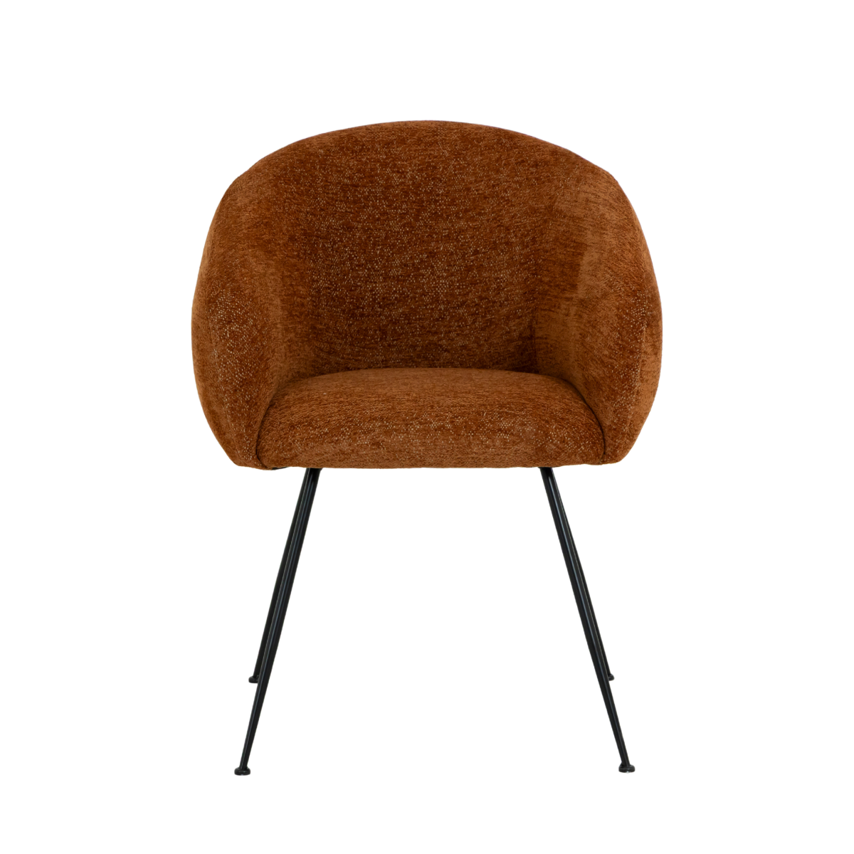 Fauteuil en tissu terracotta et pieds en métal Sandy