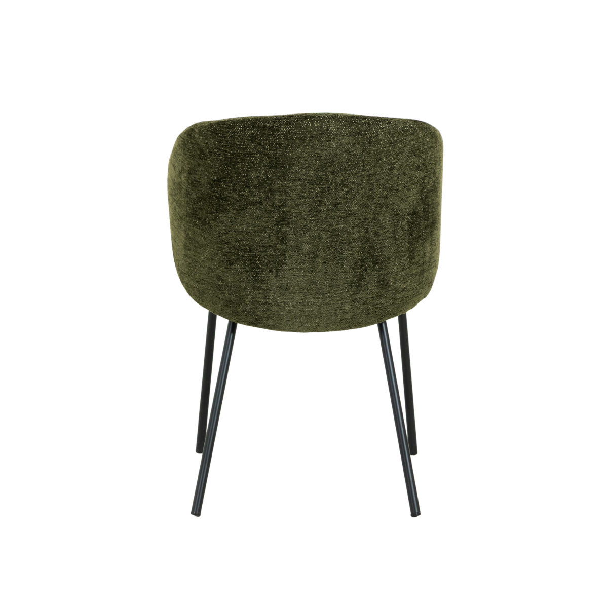 Chaise avec accoudoirs ronds en tissu vert et pieds en métal Cléa (lot de 2)