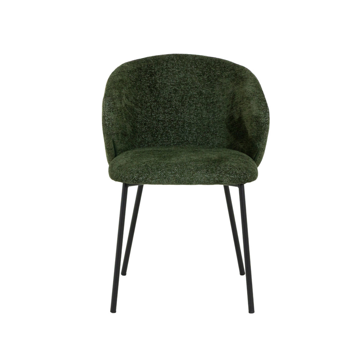 Chaise avec accoudoirs ronds en tissu vert et pieds en métal Cléa (lot de 2)