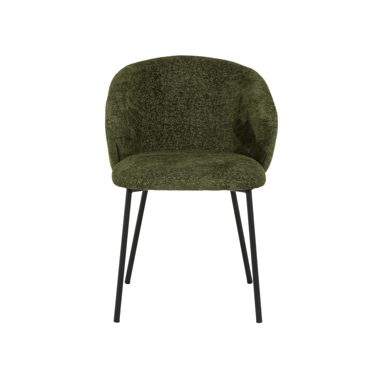 Chaise avec accoudoirs ronds en tissu vert et pieds en métal Cléa (lot de 2)