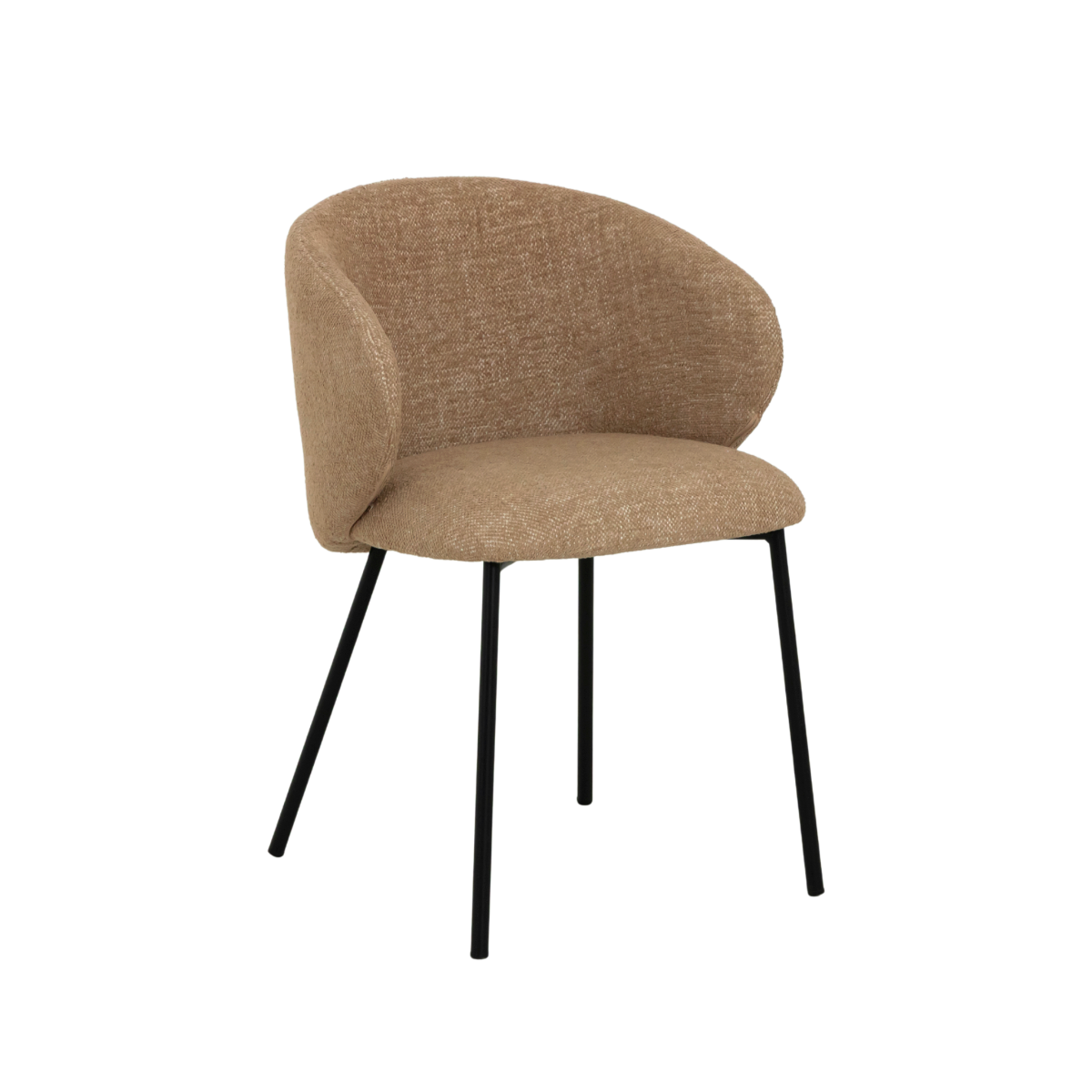 Chaise avec accoudoirs ronds en tissu sable et pieds en métal Cléa (lot de 2)