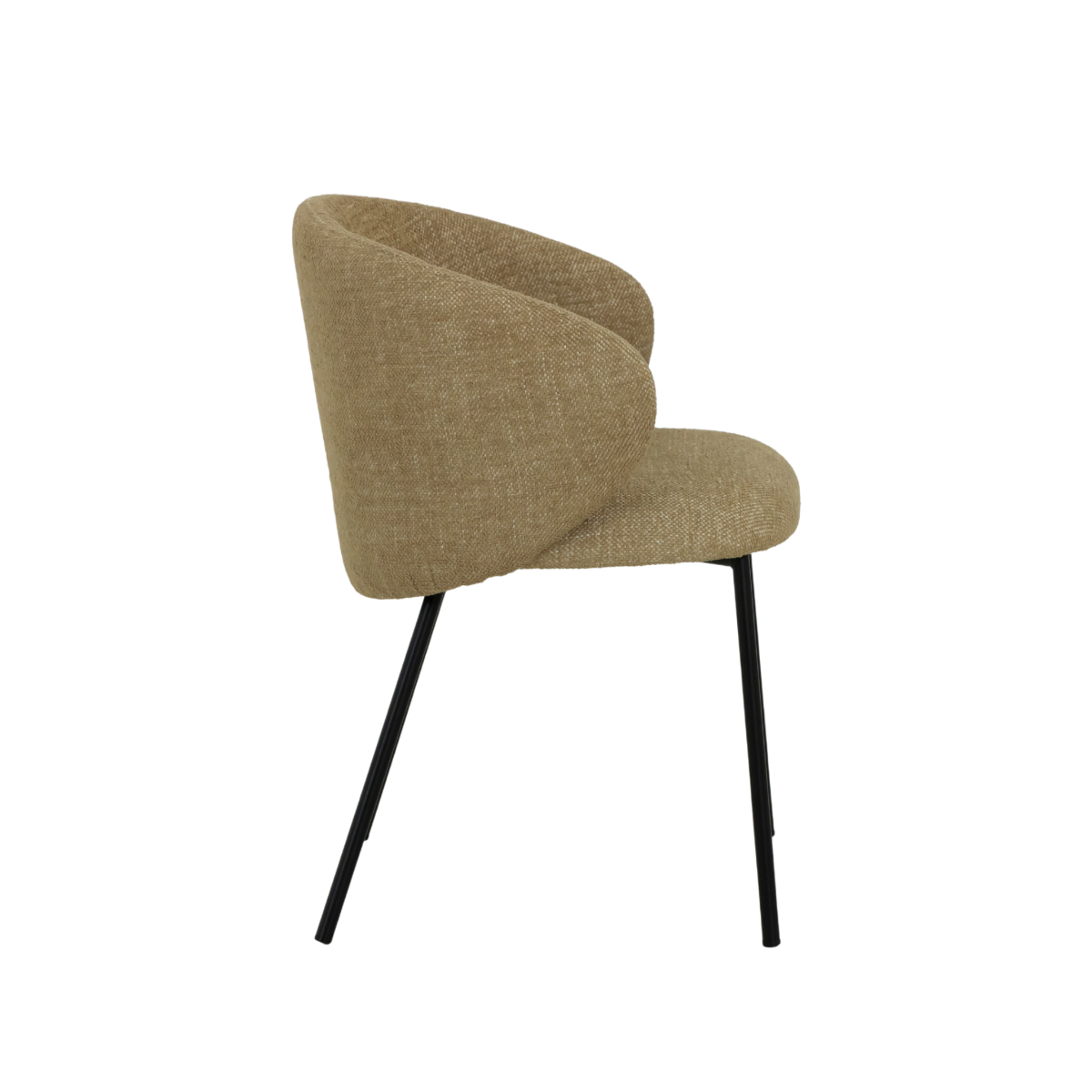 Chaise avec accoudoirs ronds en tissu sable et pieds en métal Cléa (lot de 2)