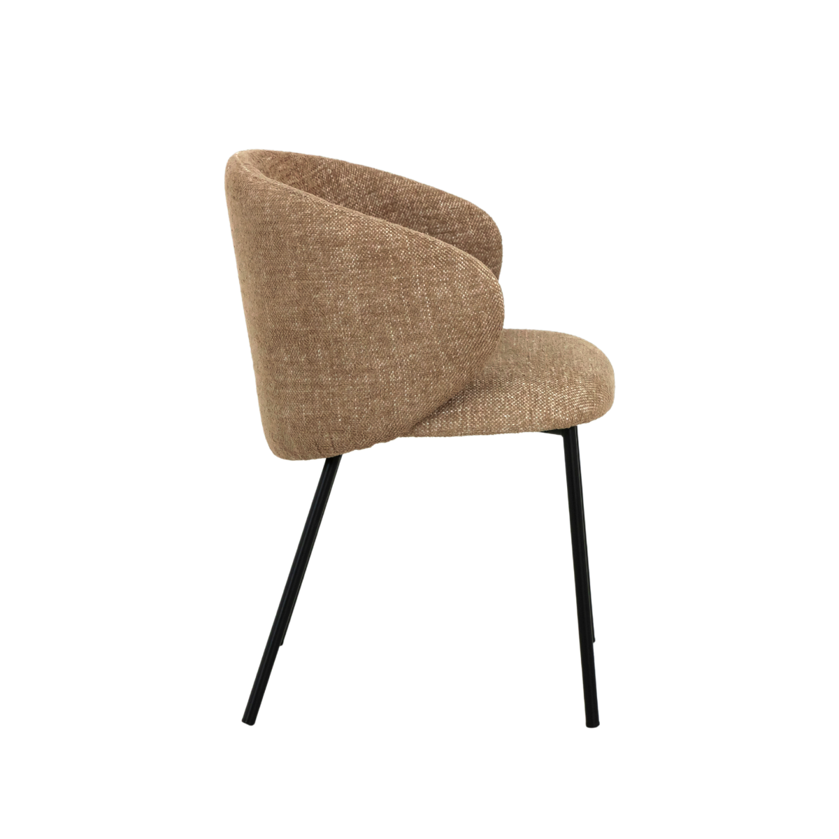 Chaise avec accoudoirs ronds en tissu sable et pieds en métal Cléa (lot de 2)