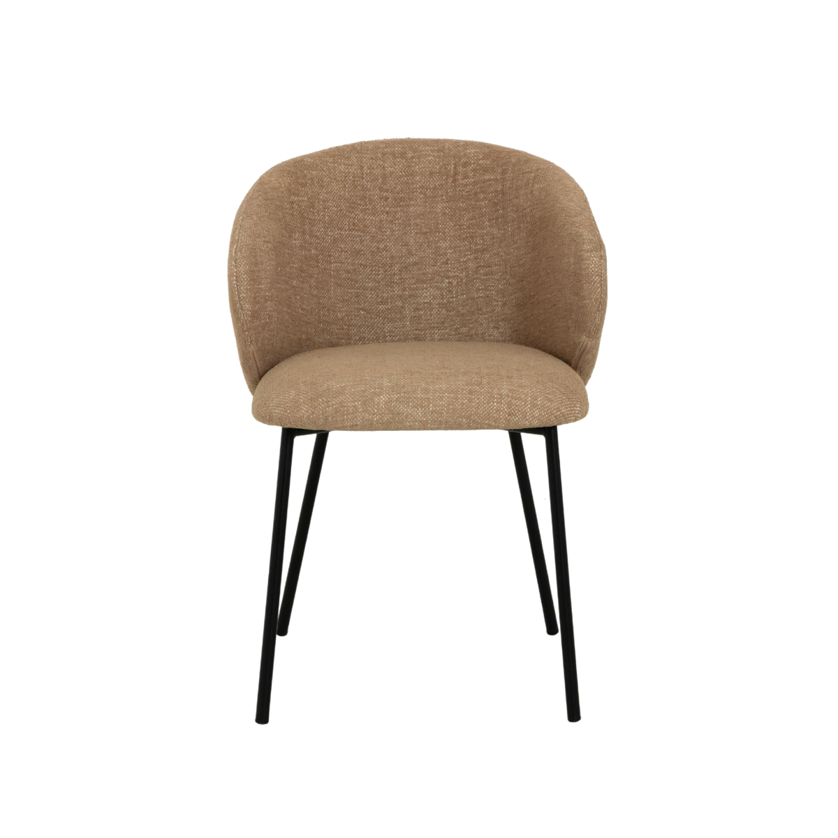 Chaise avec accoudoirs ronds en tissu sable et pieds en métal Cléa (lot de 2)