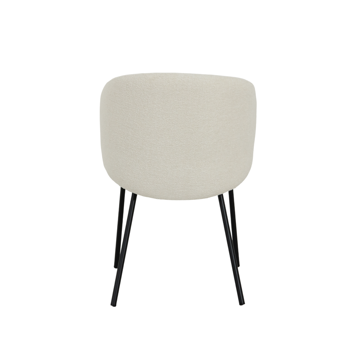 Chaise avec accoudoirs ronds en tissu bouclette écru clair et pieds en métal Cléa (lot de 2)