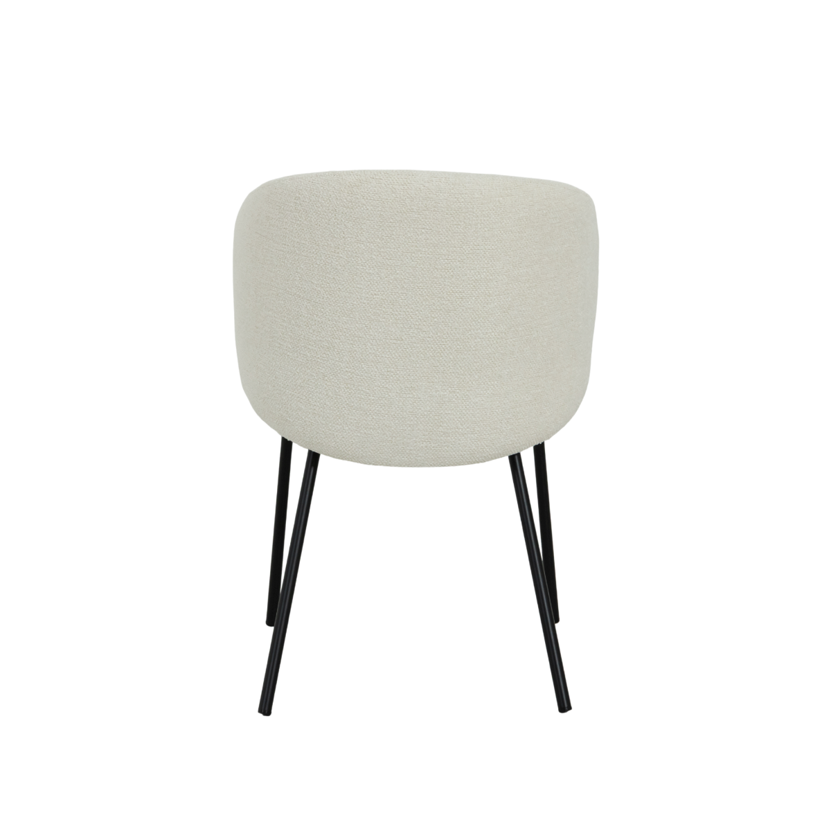 Chaise avec accoudoirs ronds en tissu bouclette blanche et pieds en métal Cléa (lot de 2)