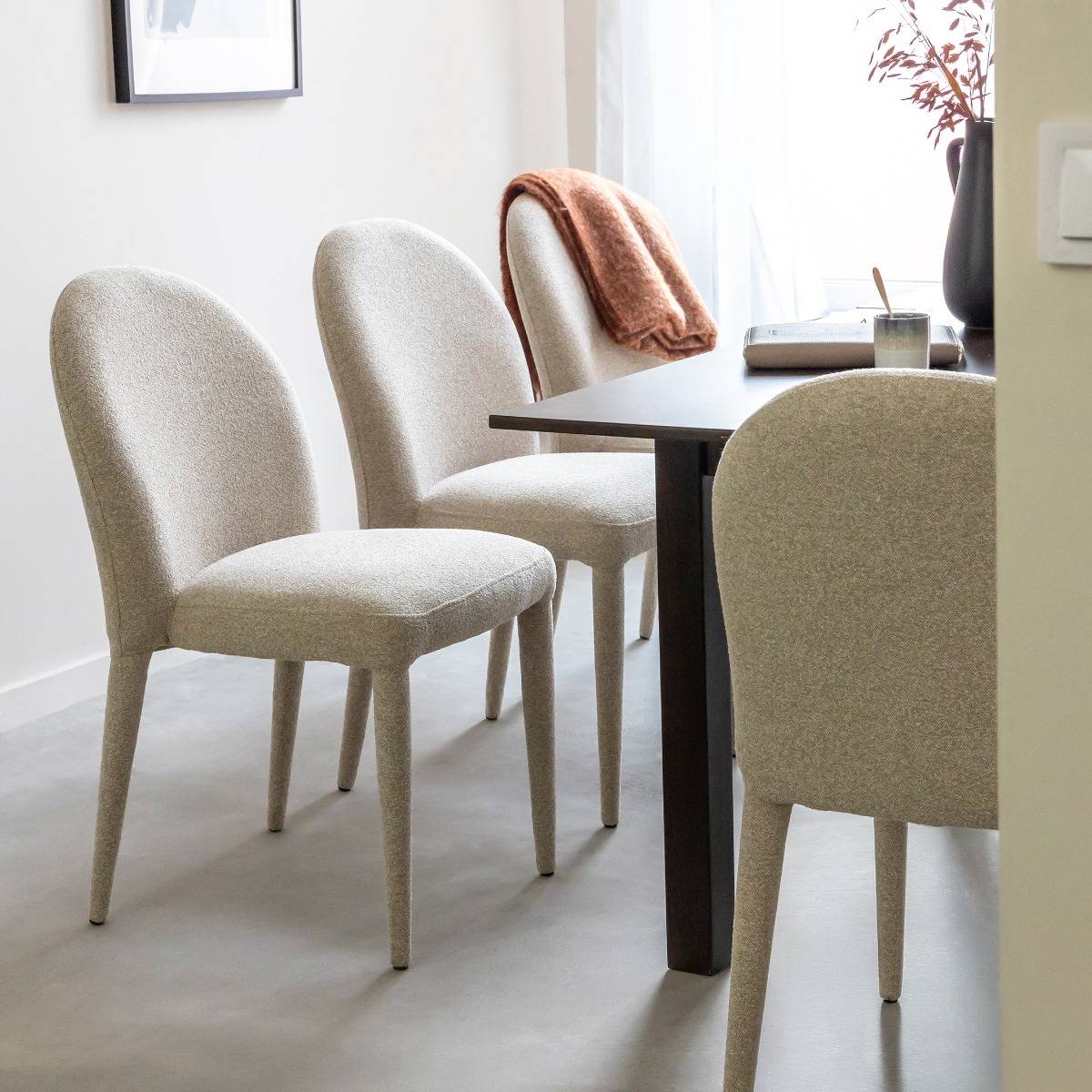 Chaise en tissu intégral écru Doris (lot de 2)