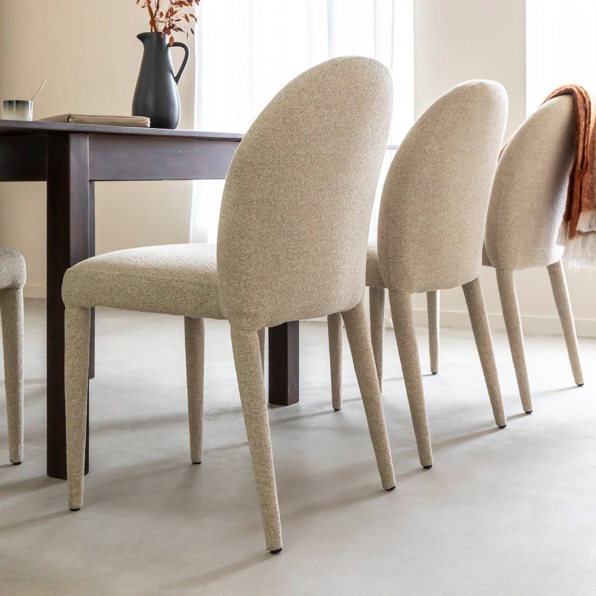 Chaise en tissu intégral écru Doris (lot de 2)