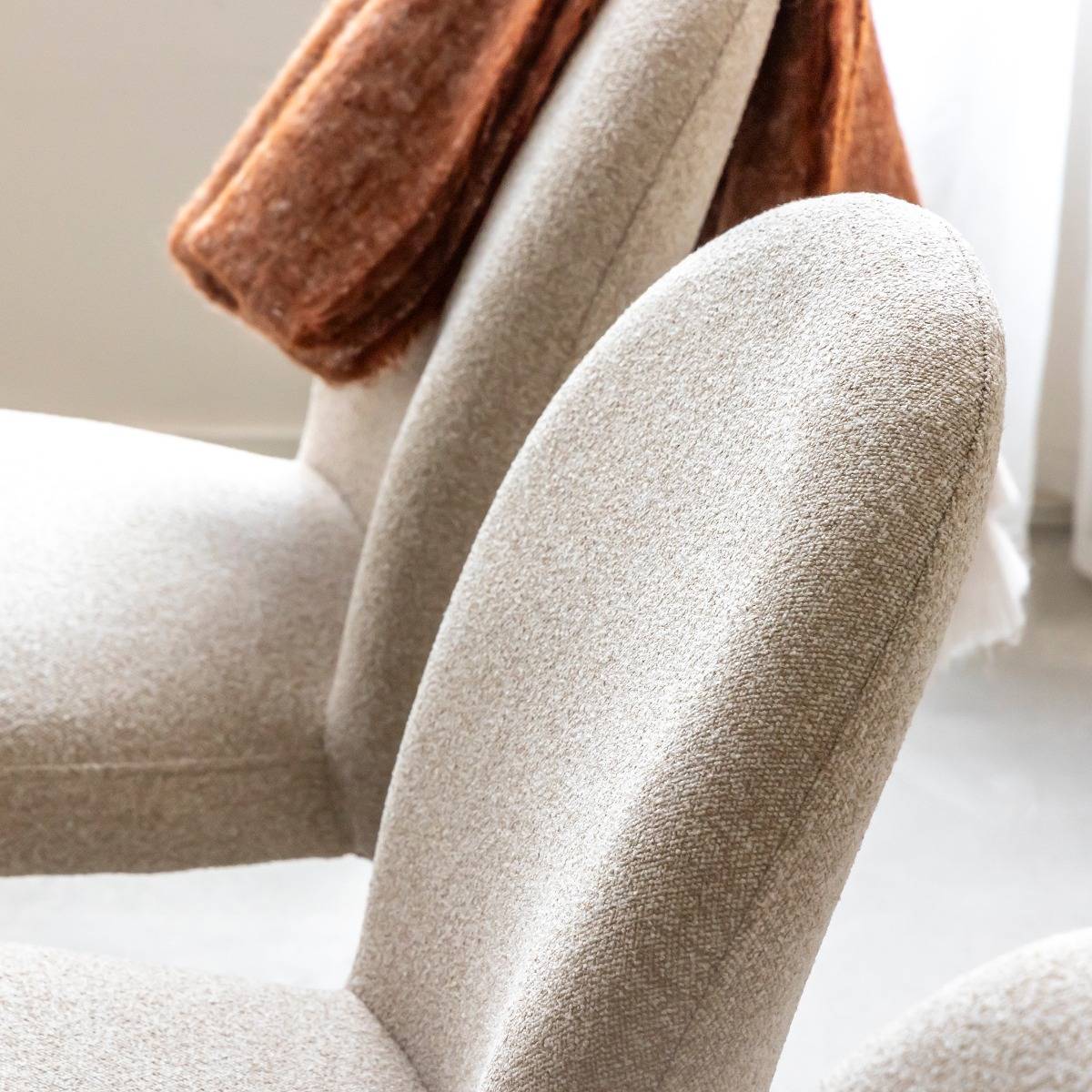 Chaise en tissu intégral écru Doris (lot de 2)