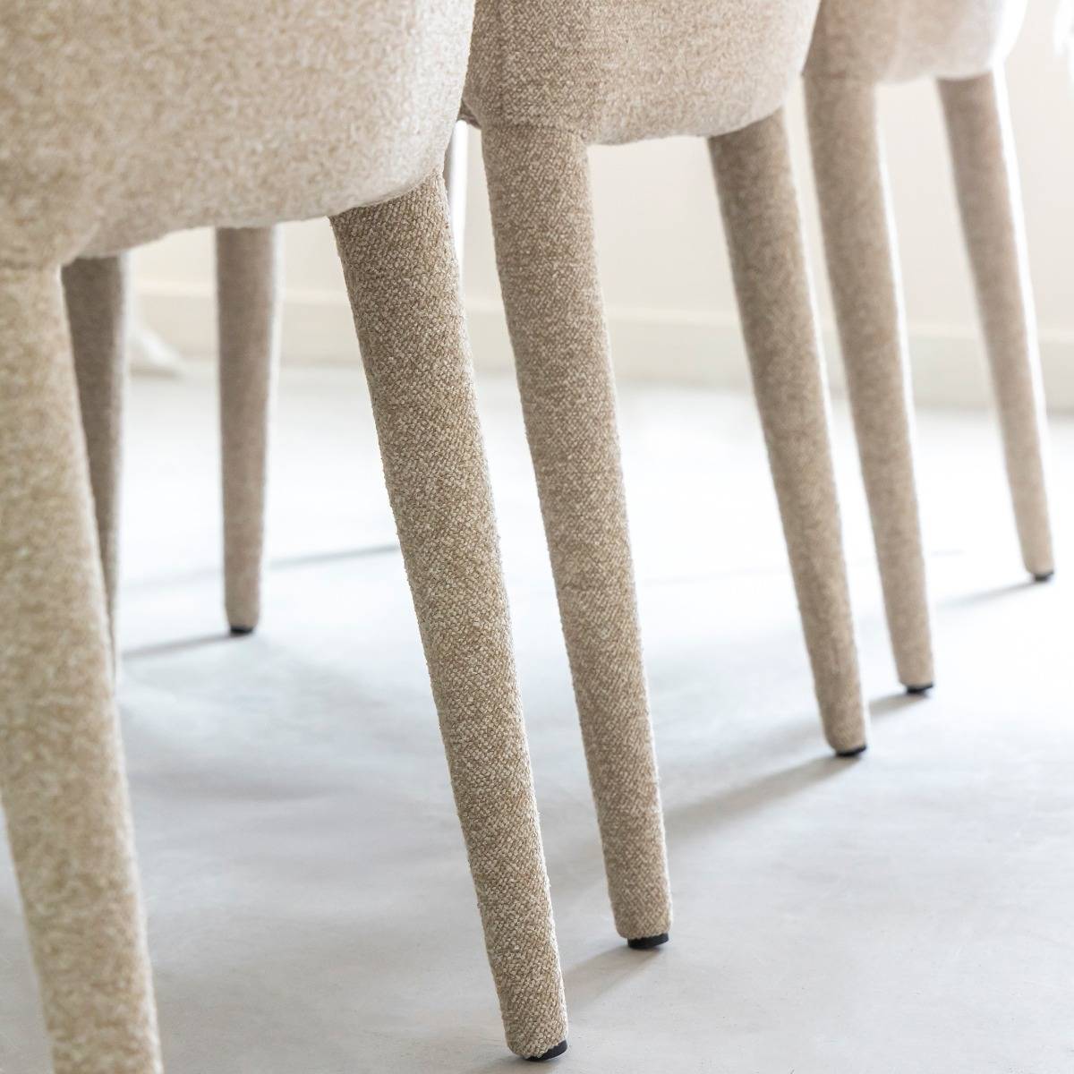 Chaise intégralement en tissu écru Doris (lot de 2)