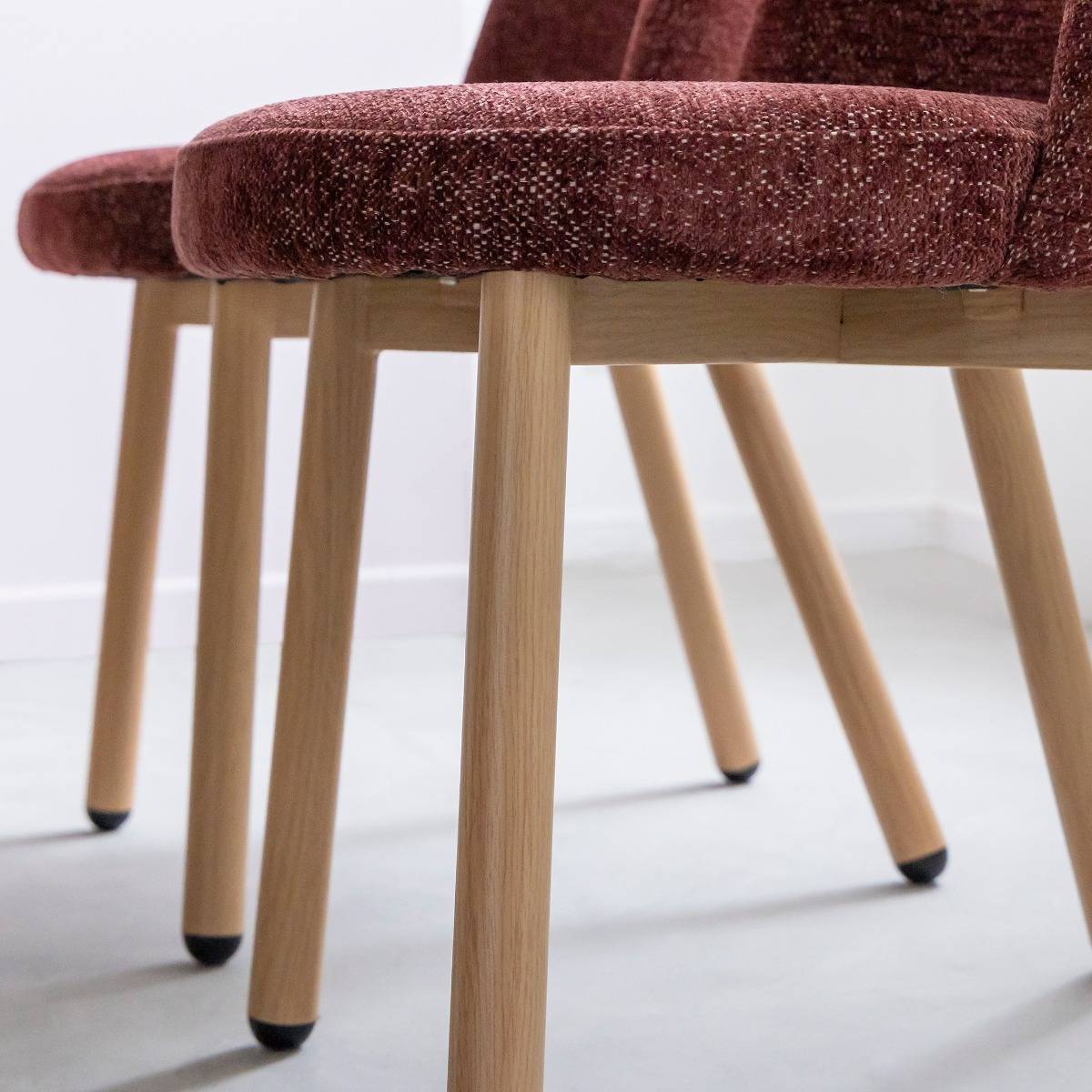 Chaise tissu terracotta et pieds en métal effet bois Vilma (lot de 2)