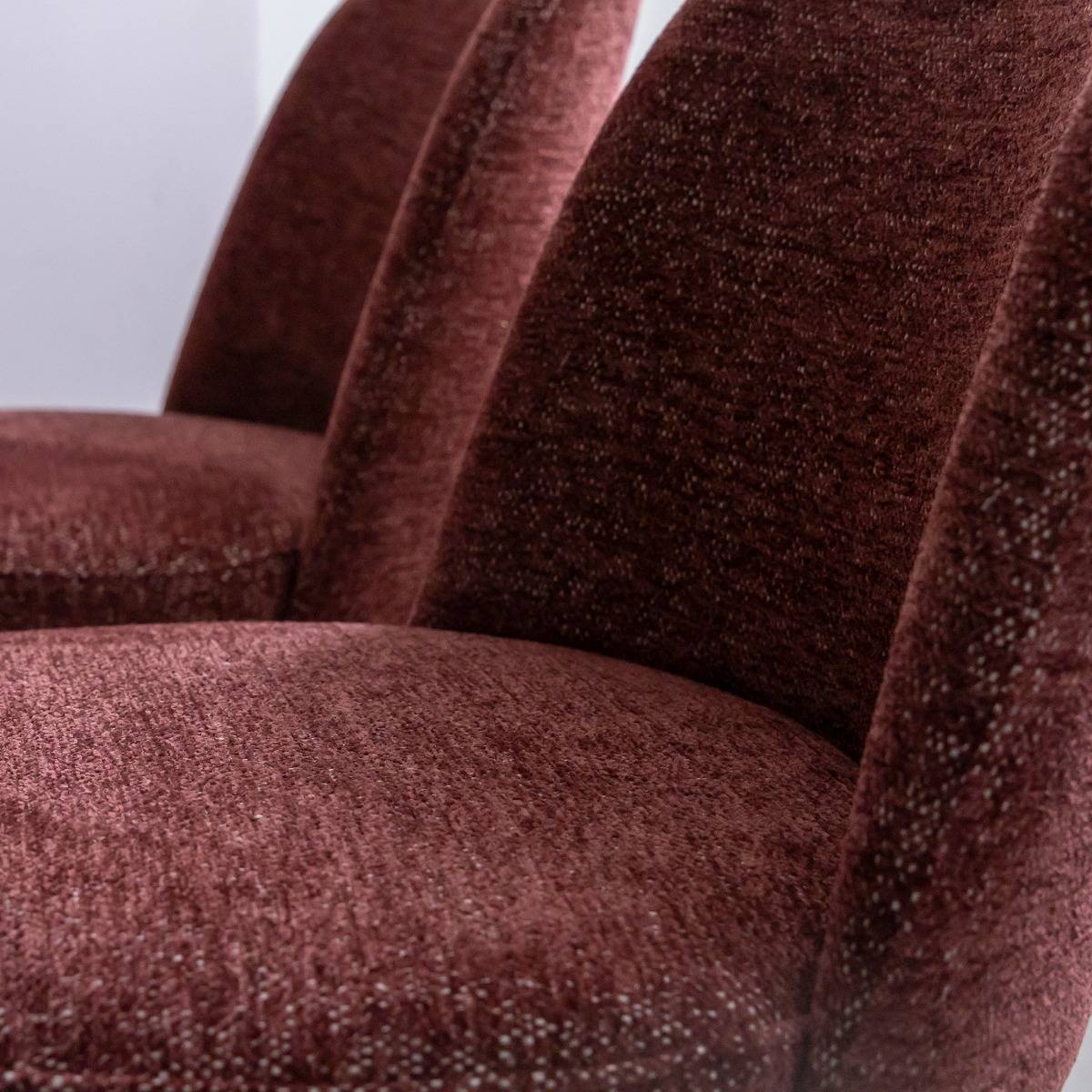 Chaise tissu terracotta et pieds en métal effet bois Vilma (lot de 2)