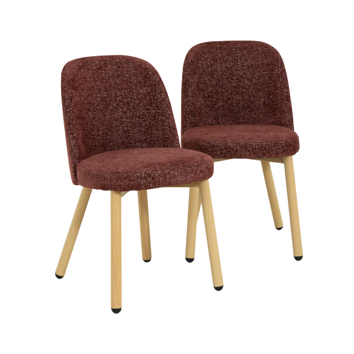 Chaise tissu rouge et pieds en métal effet bois Cléa (lot de 2)