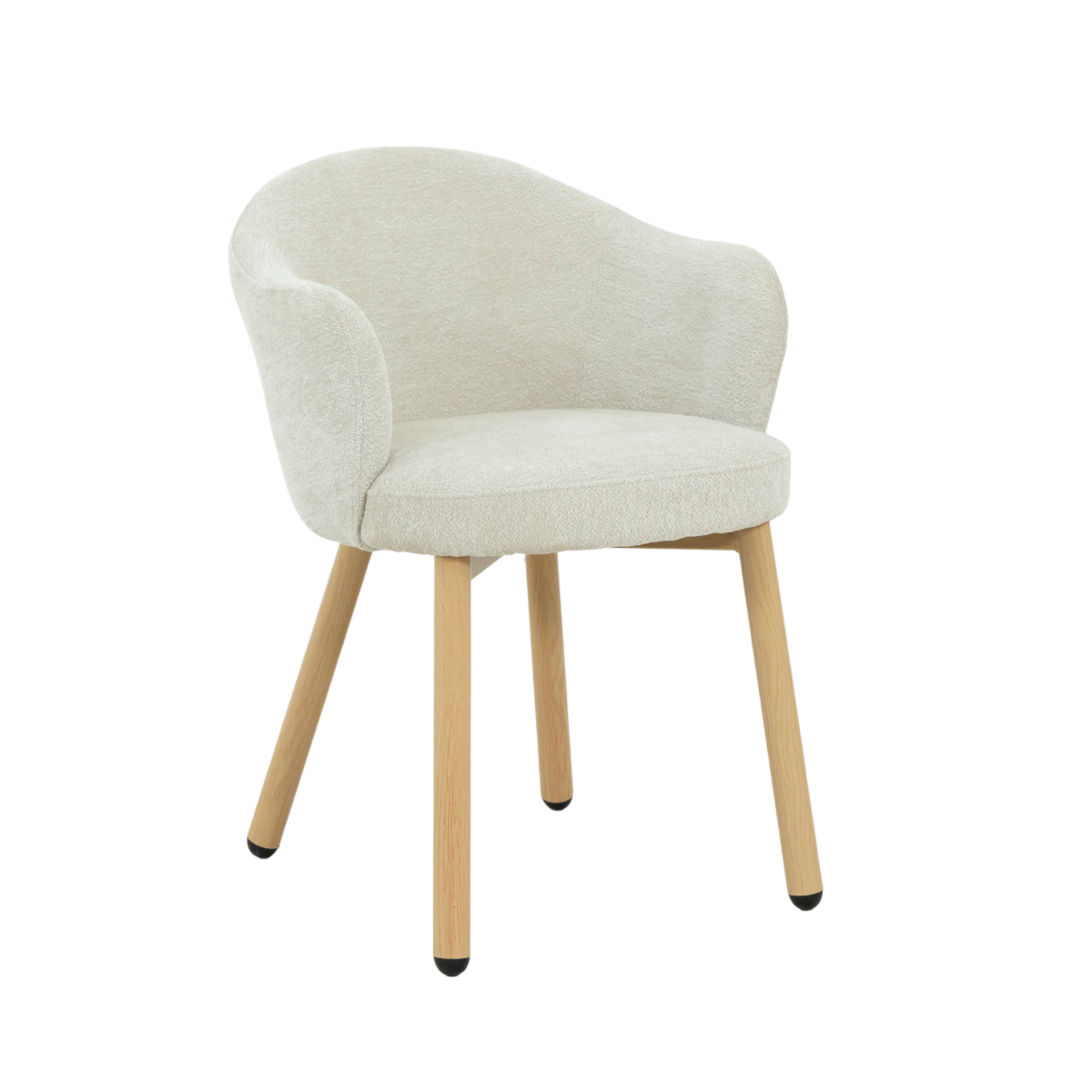 Fauteuil en tissu écru et pieds en métal effet bois Cléa