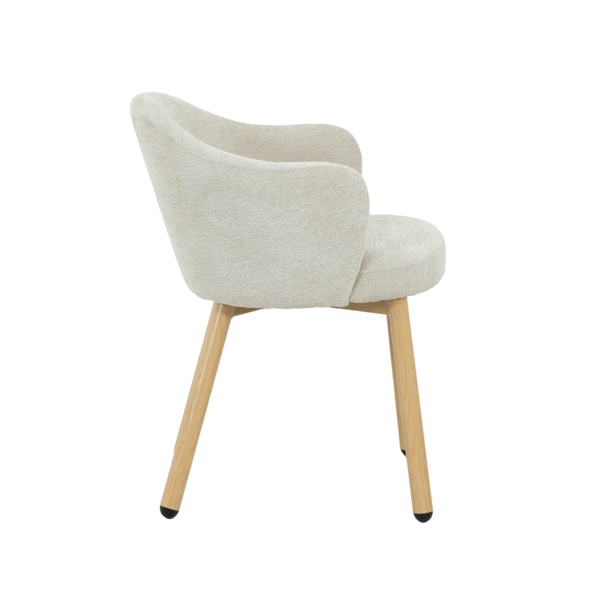 Fauteuil en tissu écru et pieds en métal effet bois Mayi