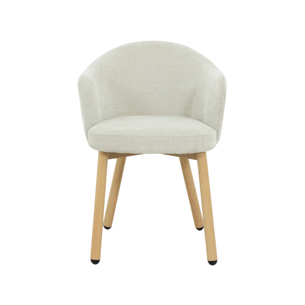 Fauteuil en tissu écru et pieds en métal effet bois Cléa